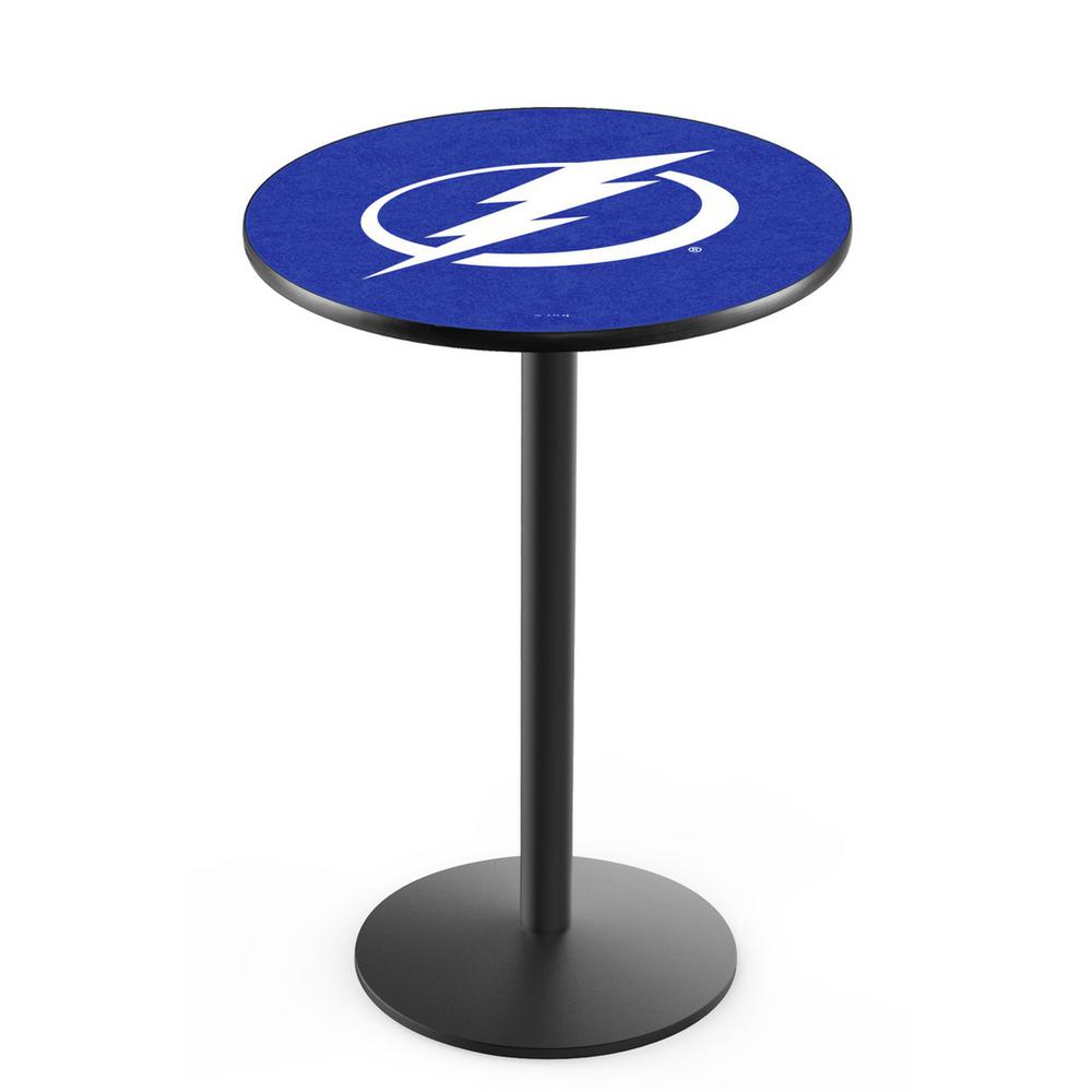 L214 Tampa Bay Lightning 36" Tall - 36" Top Pub Table with Black Wrinkle Finish (7788). Picture 1