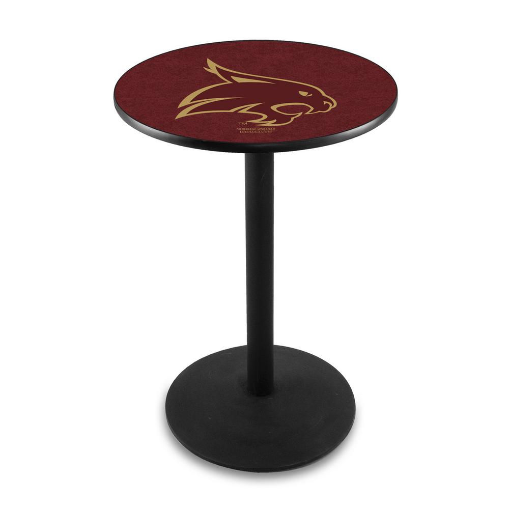 L214 Texas State University 42" Tall - 36" Top Pub Table with Black Wrinkle Finish. Picture 1