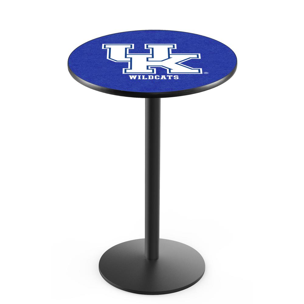 L214 University of Kentucky (UK)  36" Tall - 36" Top Pub Table with Black Wrinkle Finish. Picture 1