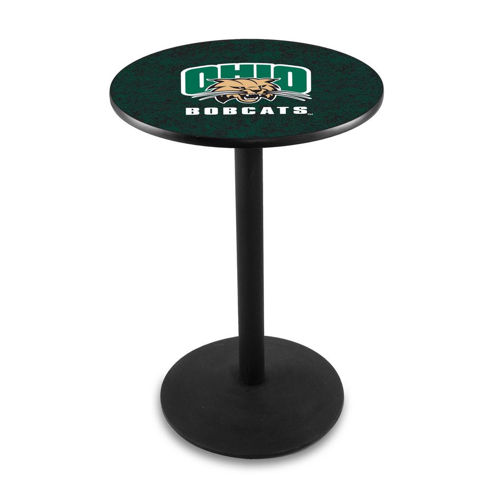 L214 Ohio University 36" Tall - 36" Top Pub Table with Black Wrinkle Finish. Picture 1