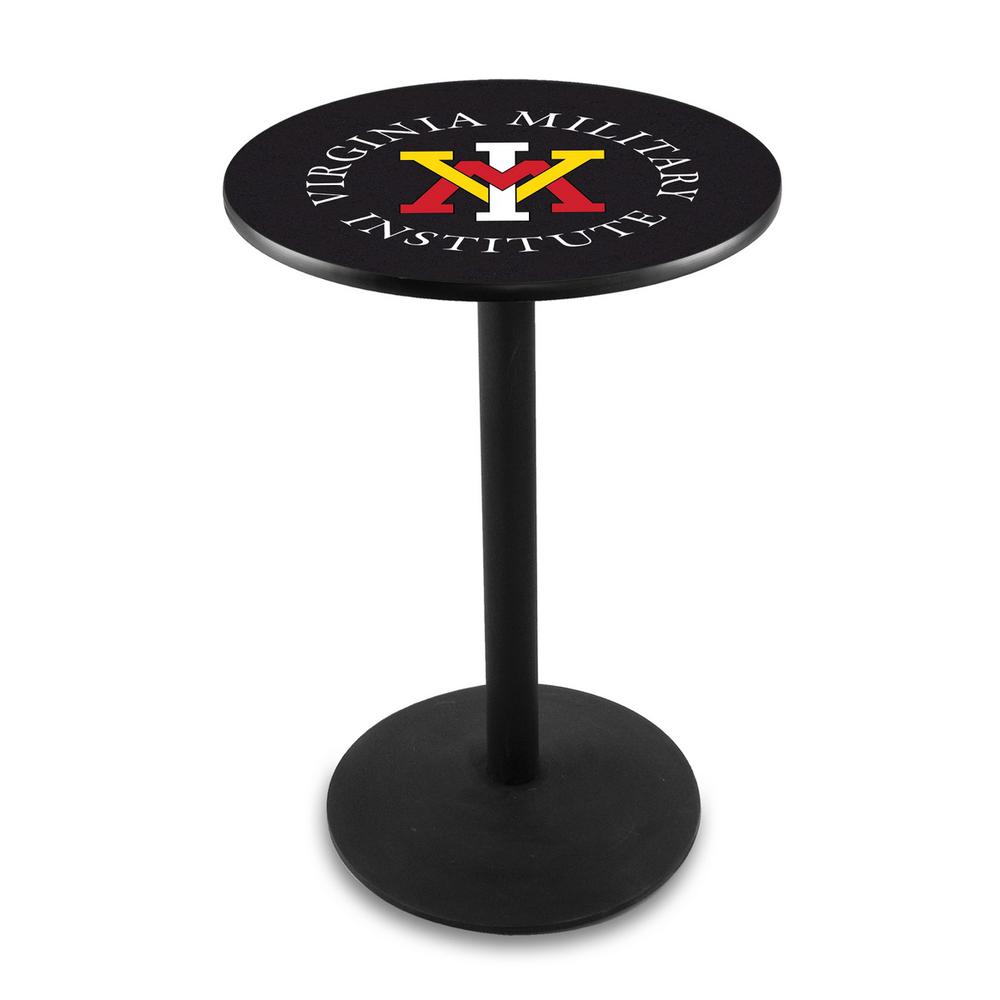 L214 Virginia Military Institute 36" Tall - 36" Top Pub Table with Black Wrinkle Finish. Picture 1