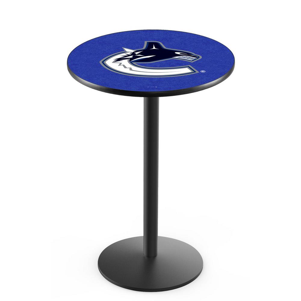 L214 Vancouver Canucks 36" Tall - 36" Top Pub Table with Black Wrinkle Finish (7962). Picture 1