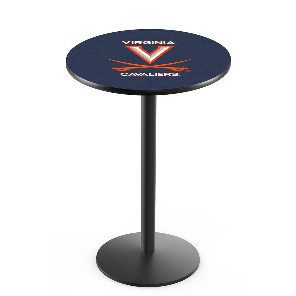 L214 University of Virginia 36' Tall - 36' Top Pub Table w/ Black Wrinkle Finish. Picture 1