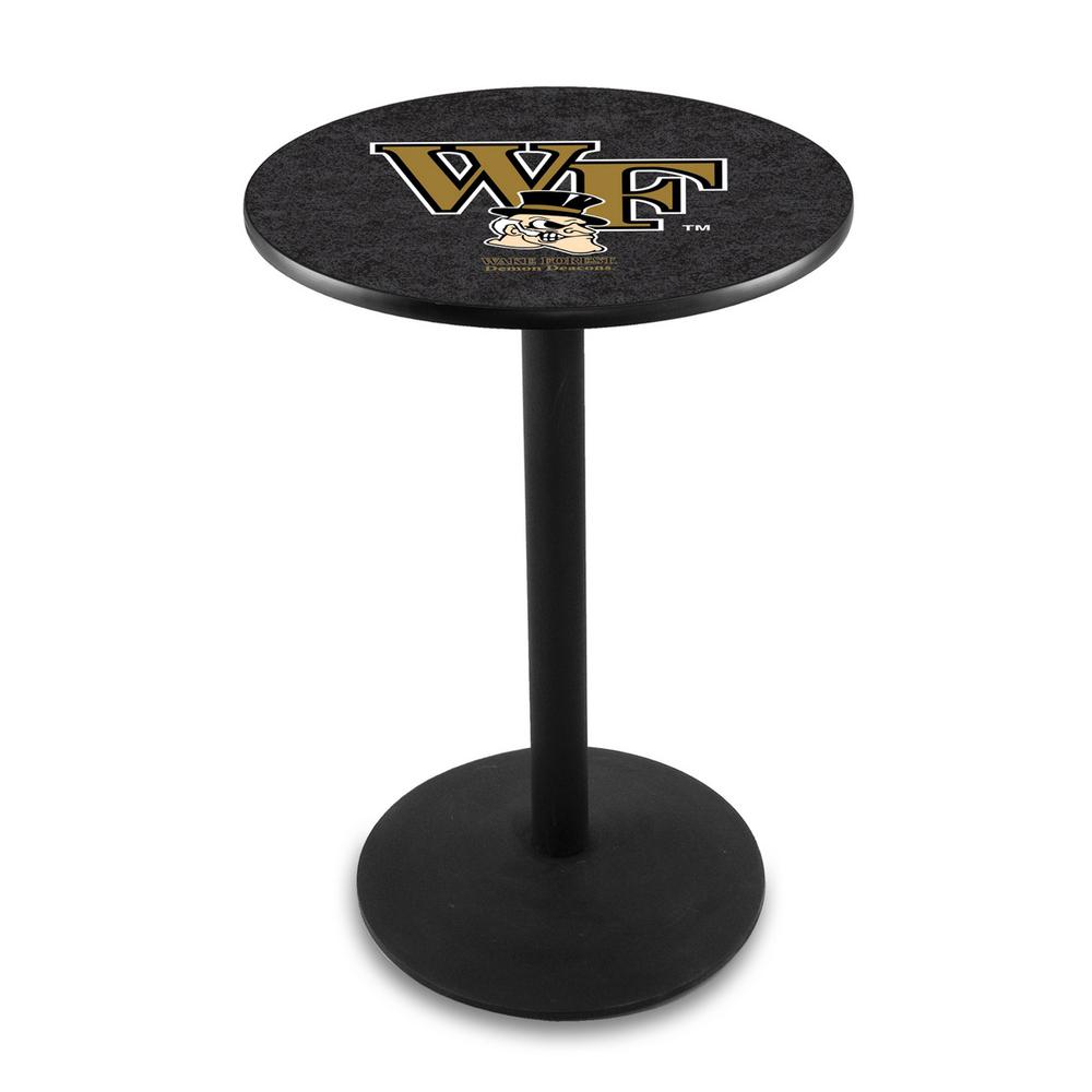 L214 Wake Forest University 42" Tall - 36" Top Pub Table with Black Wrinkle Finish. The main picture.