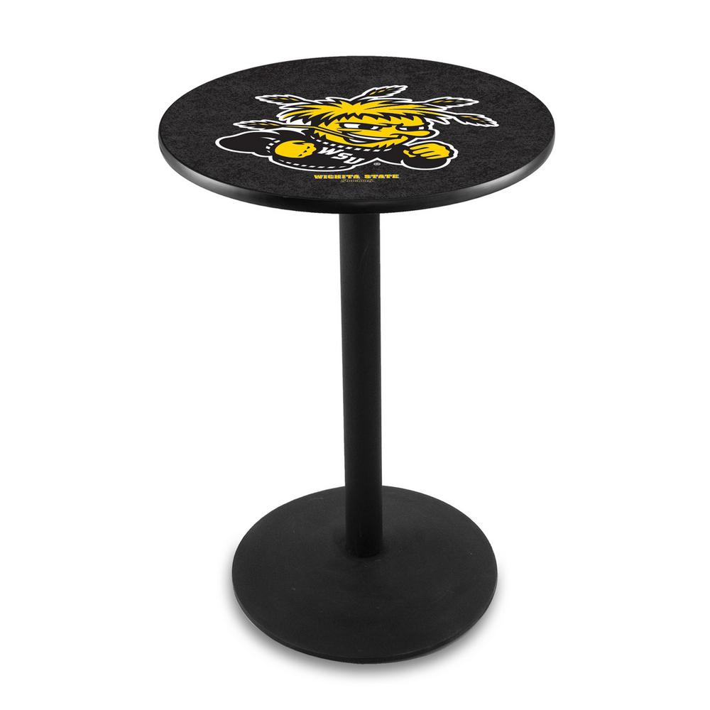 L214 Wichita State University 42' Tall - 36' Top Pub Table w/ Black Wrinkle Finish. Picture 1