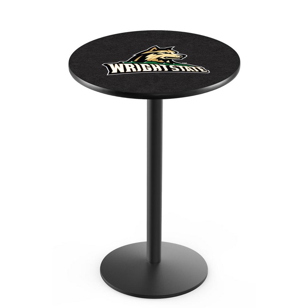 L214 Wright State University 36' Tall - 36' Top Pub Table w/ Black Wrinkle Finish. Picture 1