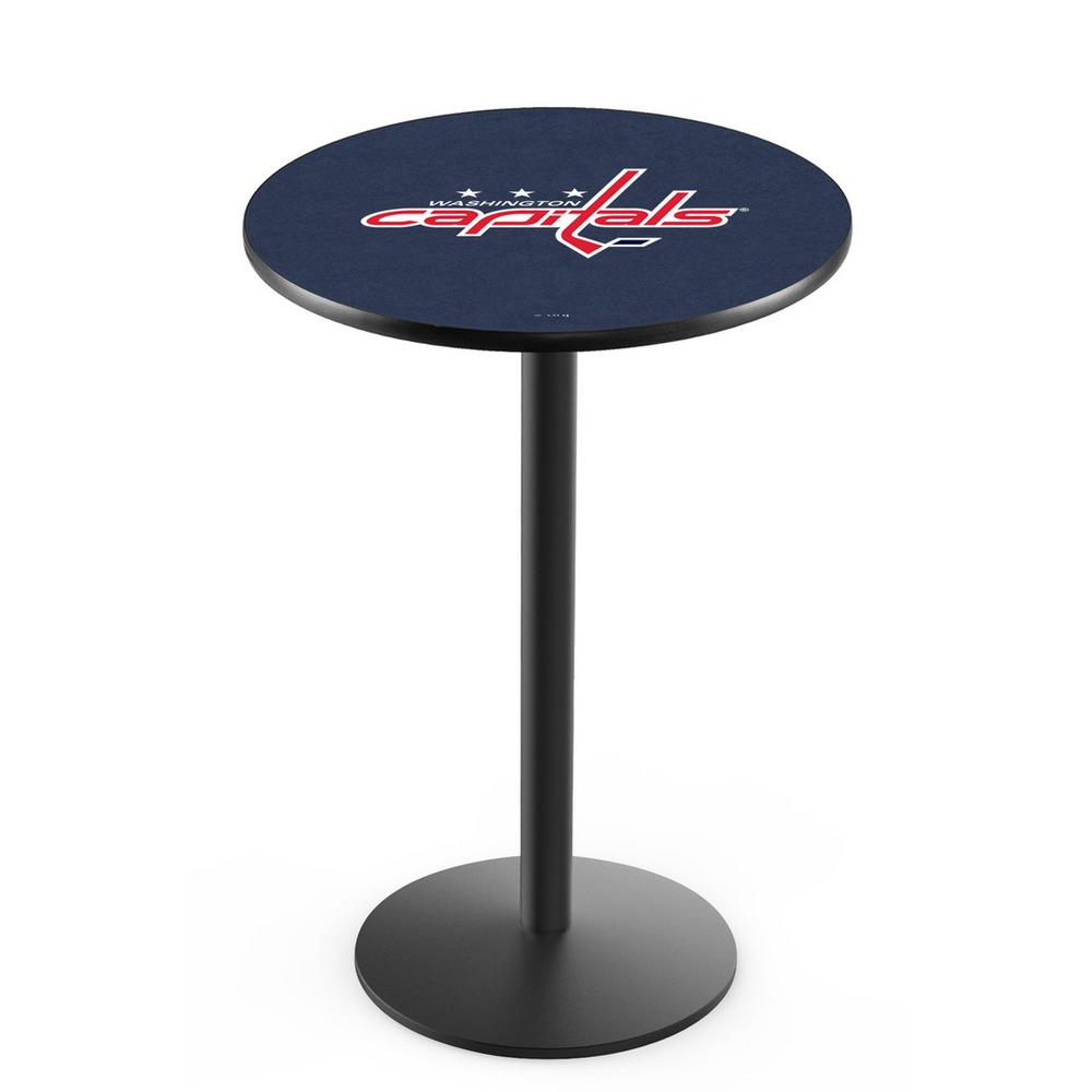 L214 Washington Capitals 36" Tall - 36" Top Pub Table with Black Wrinkle Finish (8136). Picture 1