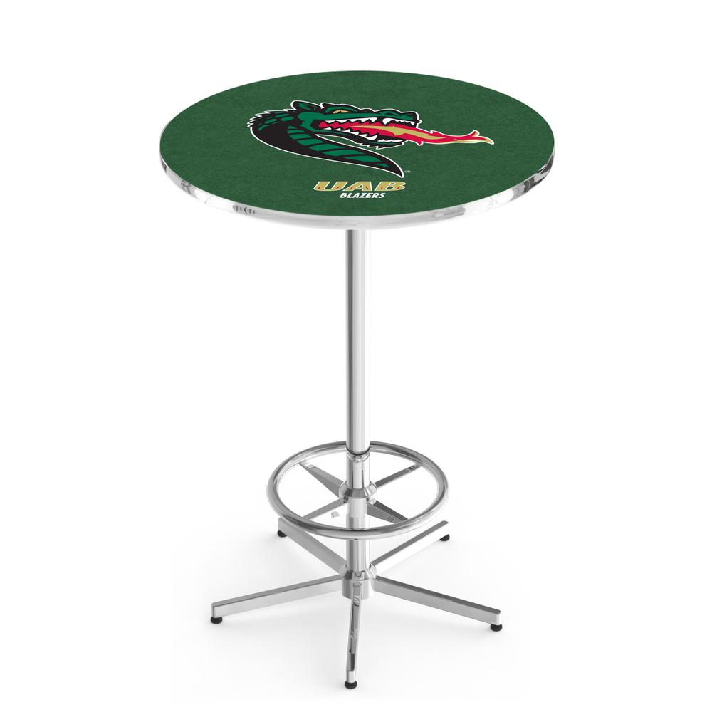 L216 University of Alabama at Birmingham 42" Tall - 36" Top Pub Table with Chrome Finish. Picture 1