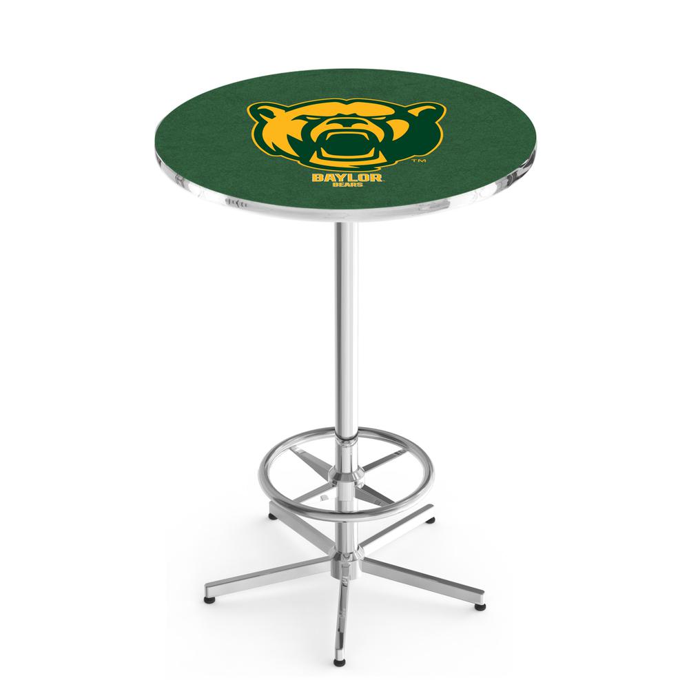 L216 Baylor University 42" Tall - 36" Top Pub Table with Chrome Finish. Picture 1