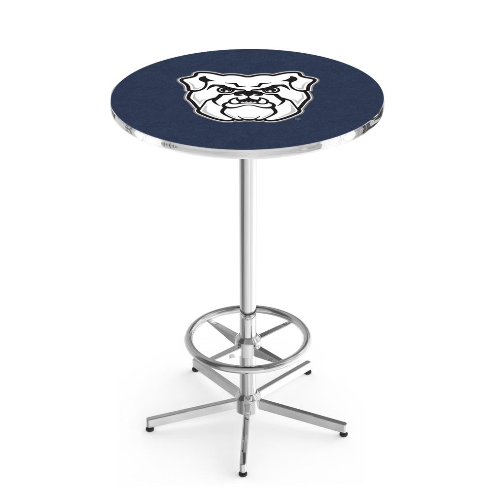 L216 Butler University 42' Tall - 36' Top Pub Table w/ Chrome Finish. Picture 1