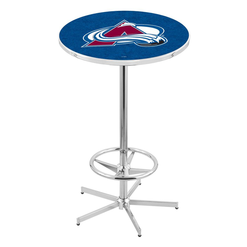 L216 Colorado Avalanche 42" Tall - 36" Top Pub Table with Chrome Finish (5806). Picture 1