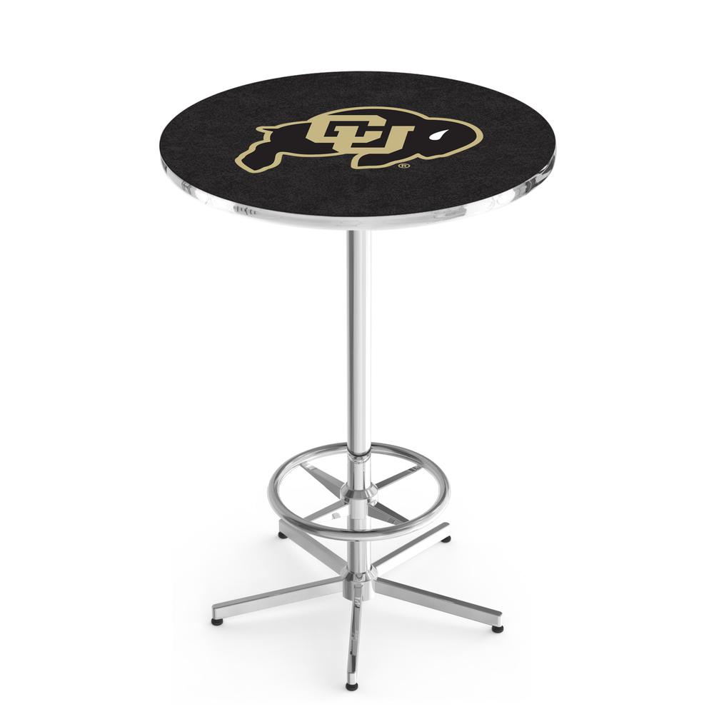 L216 University of Colorado 42" Tall - 36" Top Pub Table with Chrome Finish. Picture 1