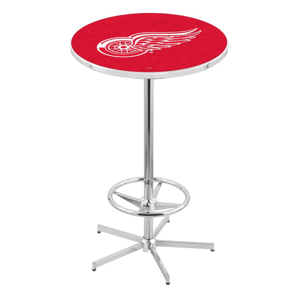 L216 Detroit Red Wings 42' Tall - 36' Top Pub Table w/ Chrome Finish (5899). Picture 1