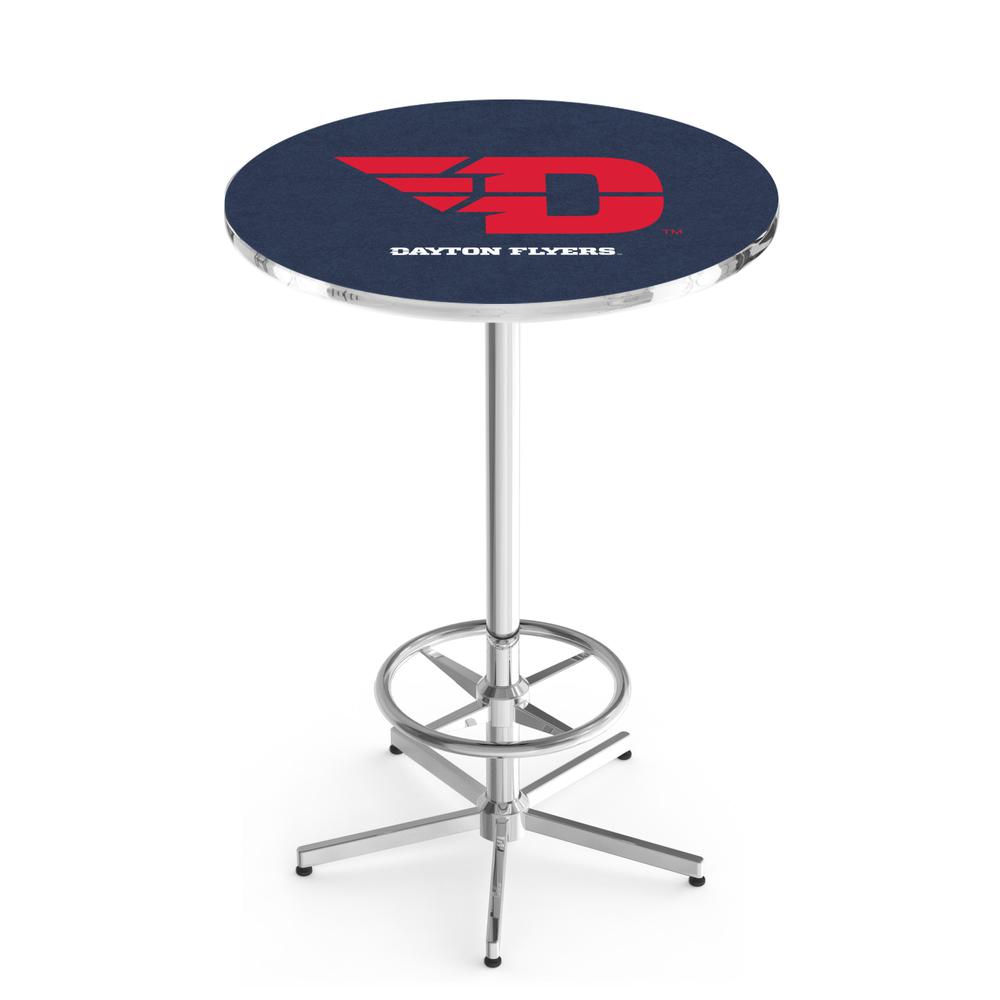 L216 University of Dayton 42" Tall - 36" Top Pub Table with Chrome Finish. Picture 1