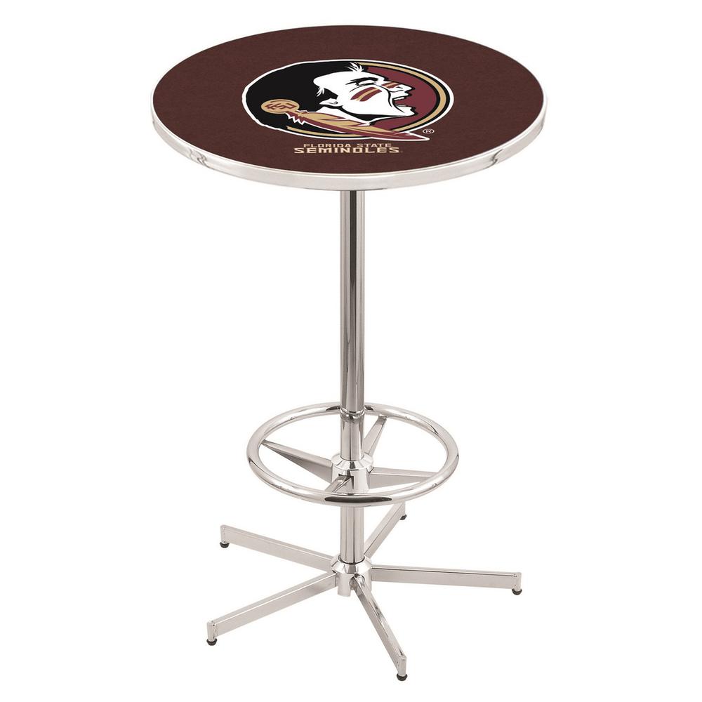 L216 Florida State (Head) 42" Tall - 36" Top Pub Table with Chrome Finish. Picture 1