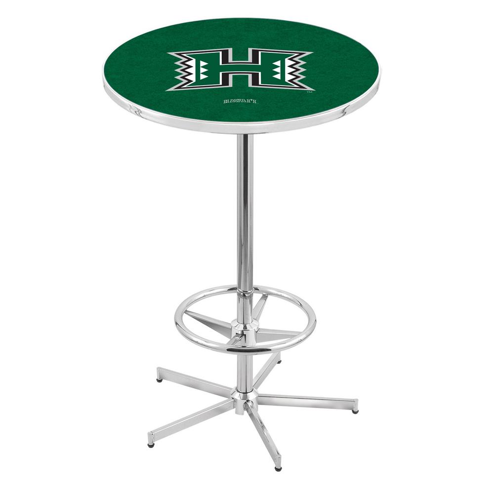 L216 University of Hawaii 42' Tall - 36' Top Pub Table w/ Chrome Finish. Picture 1