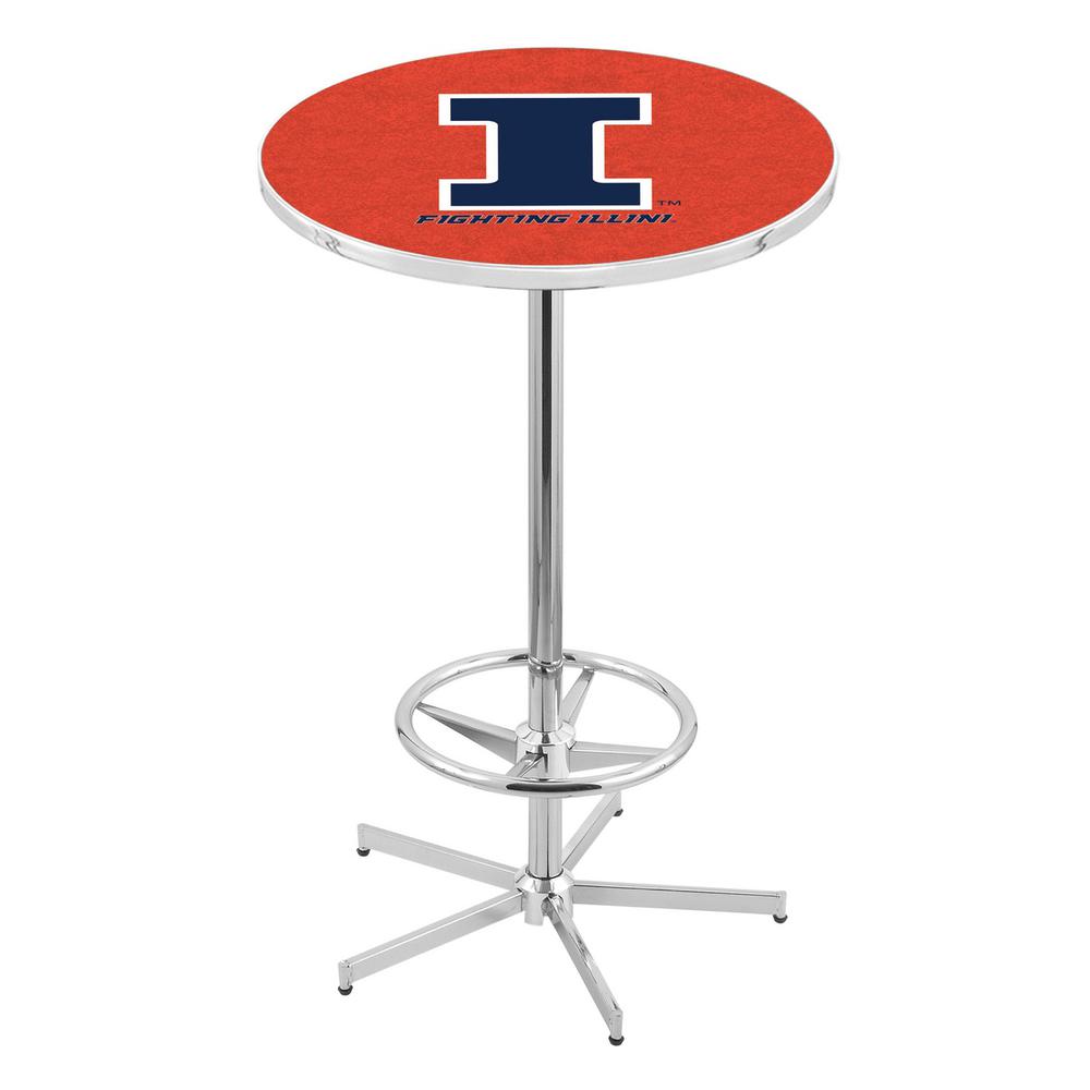L216 University of Illinois 42" Tall - 36" Top Pub Table with Chrome Finish. Picture 1