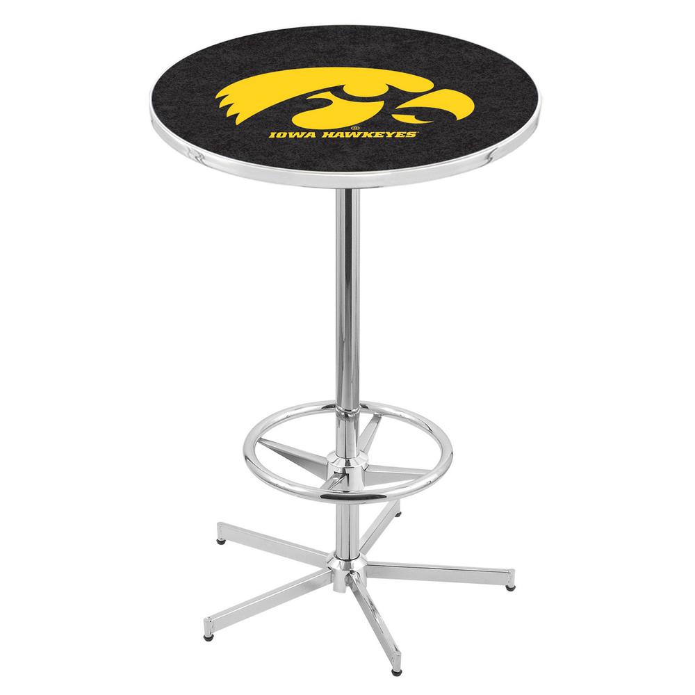 L216 University of Iowa 42" Tall - 36" Top Pub Table with Chrome Finish. Picture 1