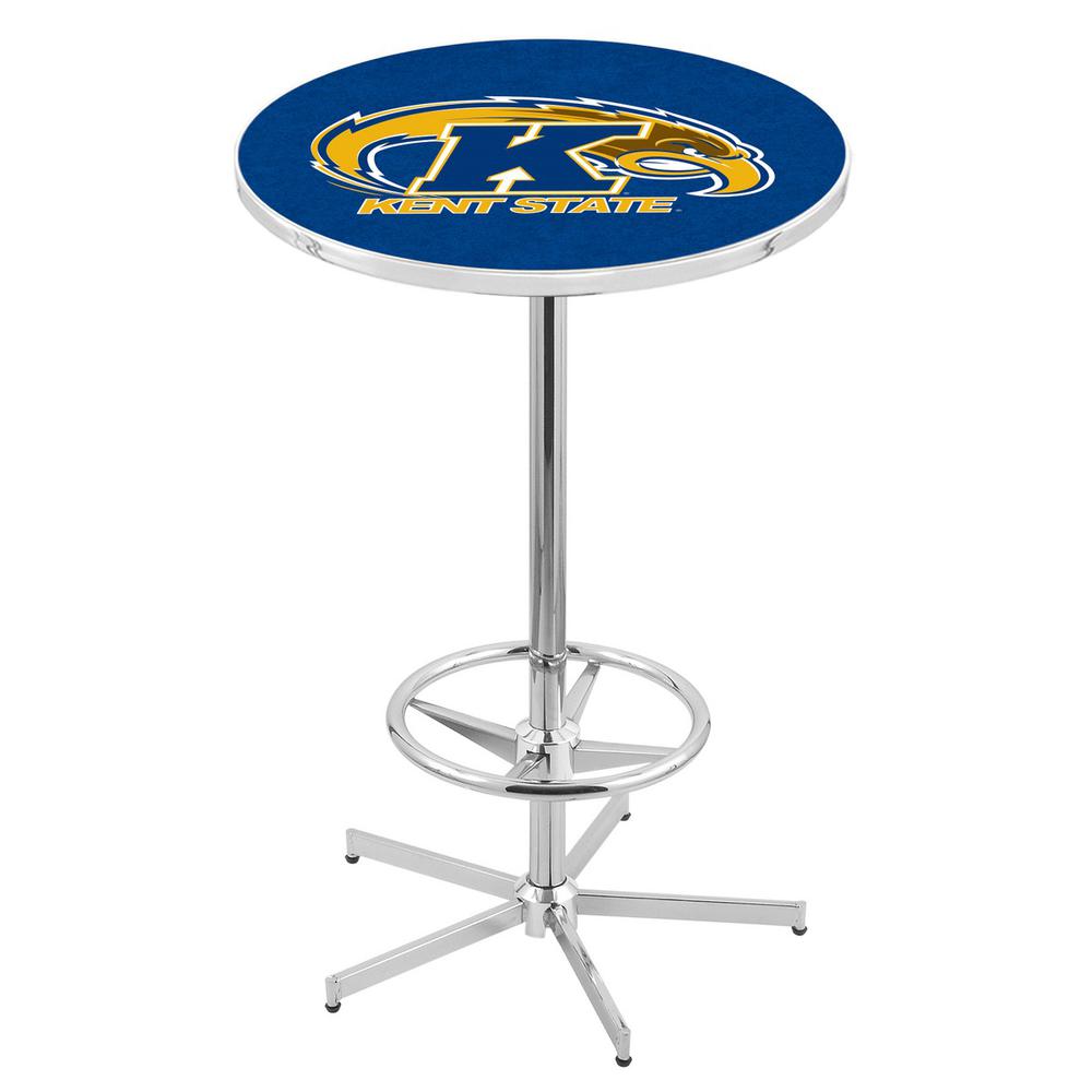 L216 Kent State University 42" Tall - 36" Top Pub Table with Chrome Finish. Picture 1