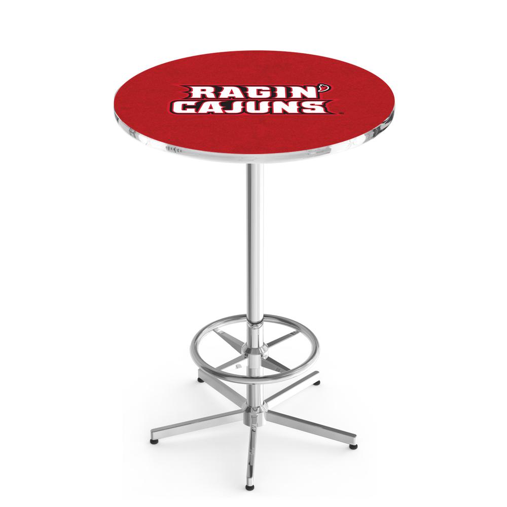 L216 University of Louisiana at Lafayette 42" Tall - 36" Top Pub Table with Chrome Finish. Picture 1