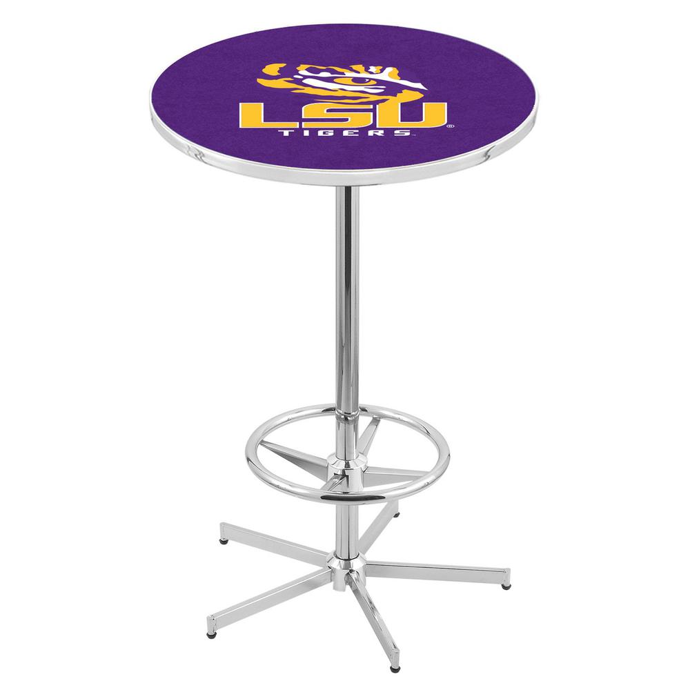 L216 Louisiana State University 42" Tall - 36" Top Pub Table with Chrome Finish. Picture 1