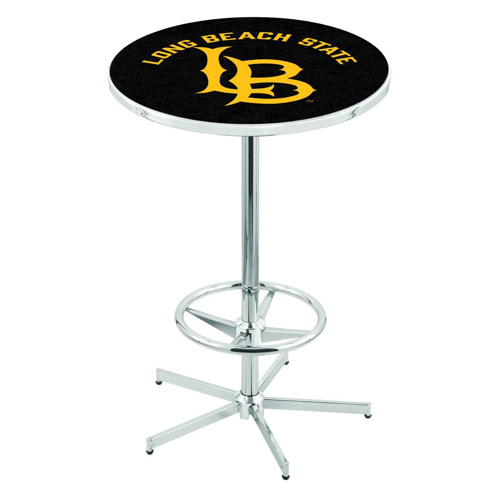 L216 Long Beach State University 42" Tall - 36" Top Pub Table with Chrome Finish. Picture 1