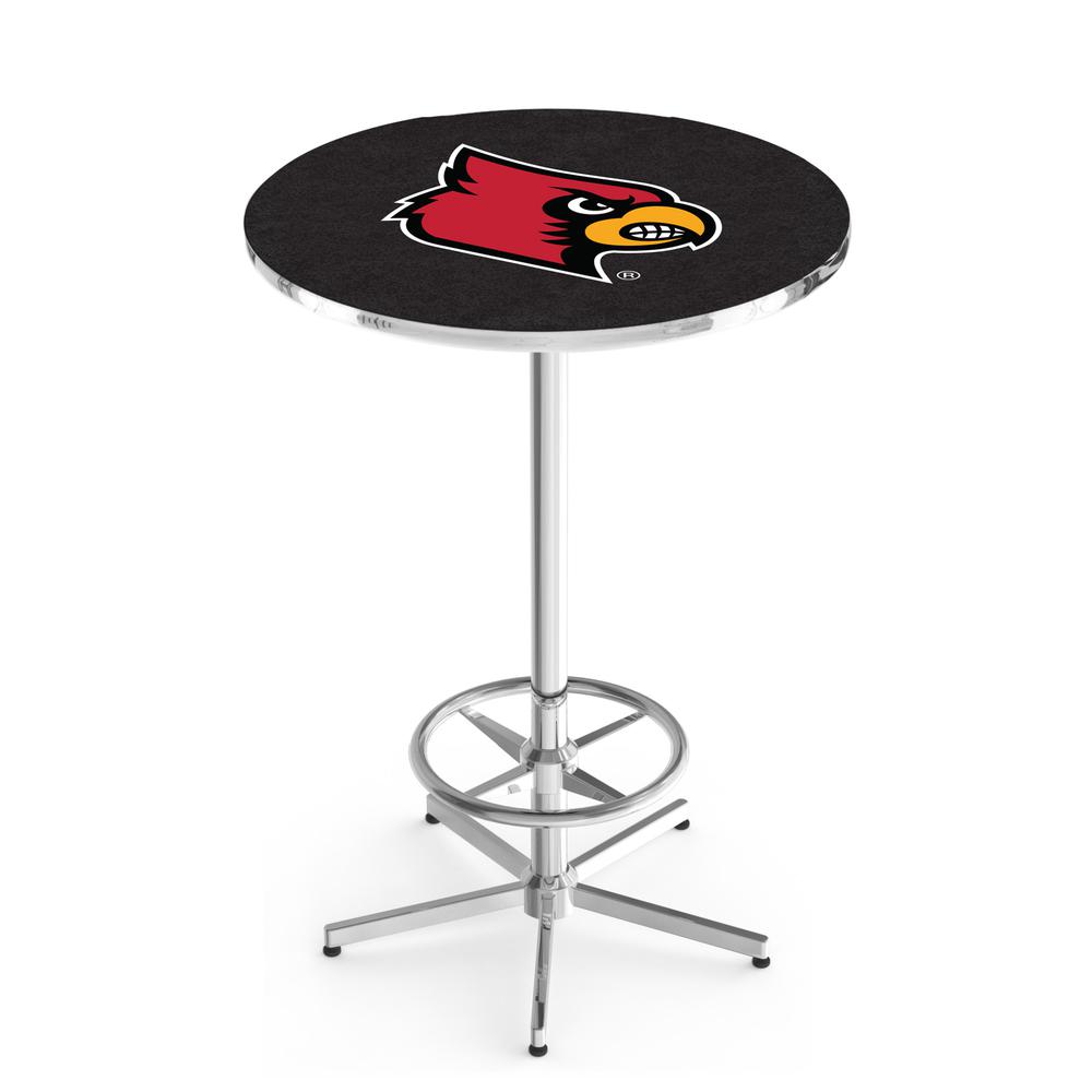 L216 University of Louisville 42' Tall - 36' Top Pub Table w/ Chrome Finish. Picture 1