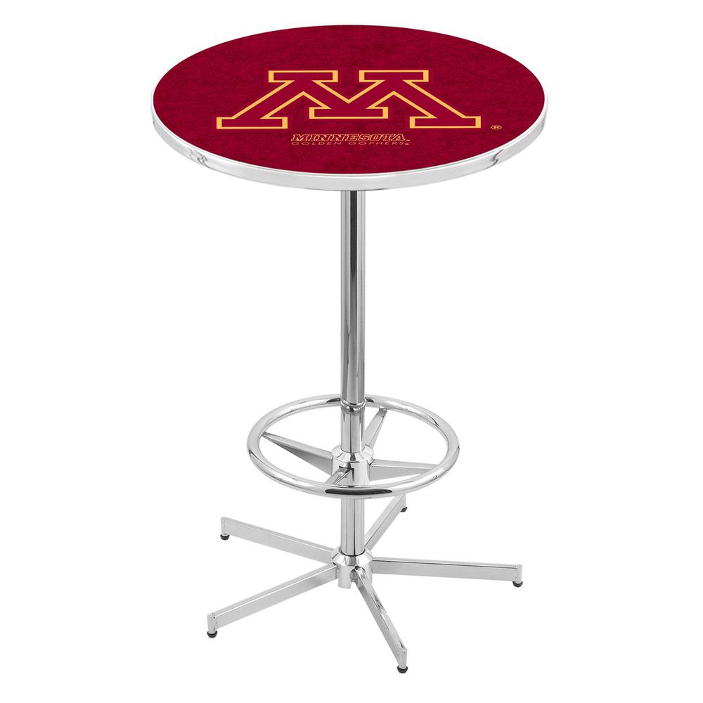 L216 University of Minnesota 42" Tall - 36" Top Pub Table with Chrome Finish. Picture 1