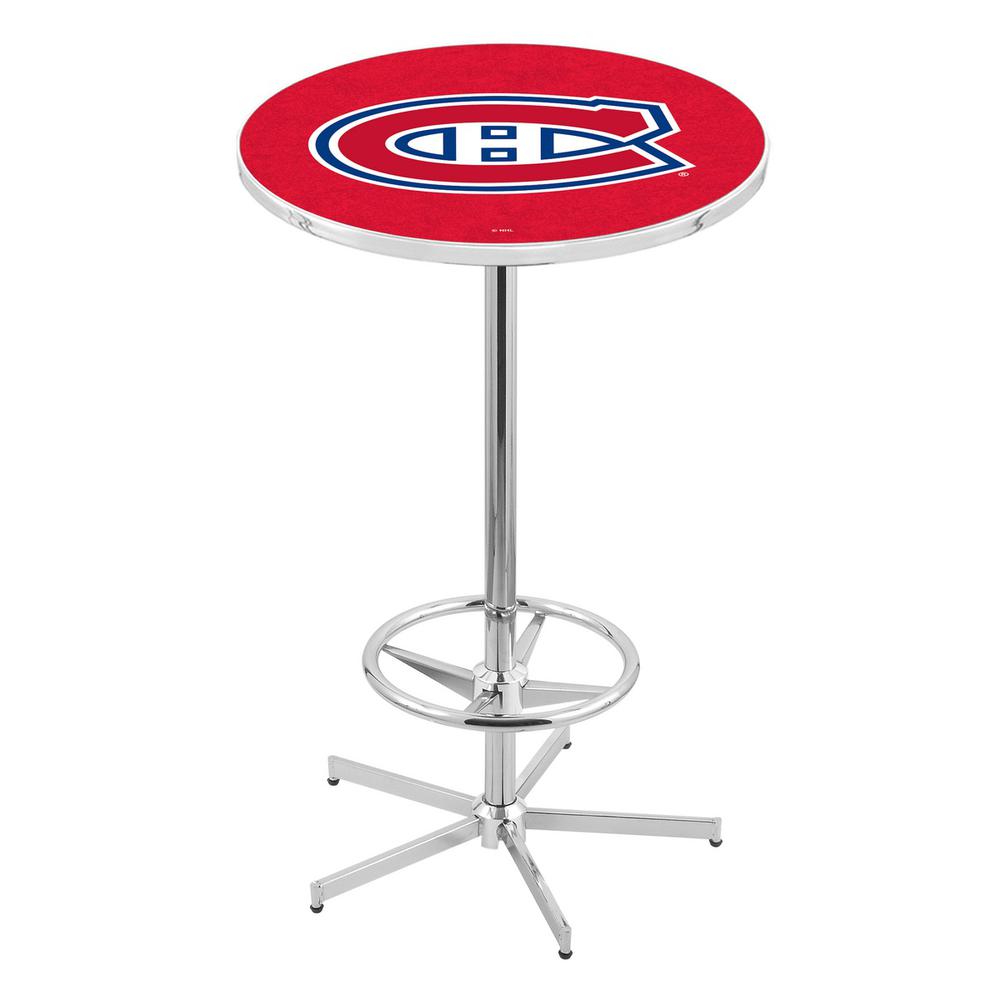 L216 Montreal Canadiens 42' Tall - 36' Top Pub Table w/ Chrome Finish (6384). Picture 1