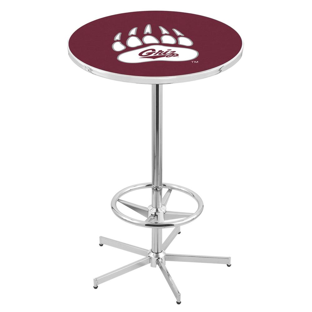 L216 University of Montana 42" Tall - 36" Top Pub Table with Chrome Finish. Picture 1