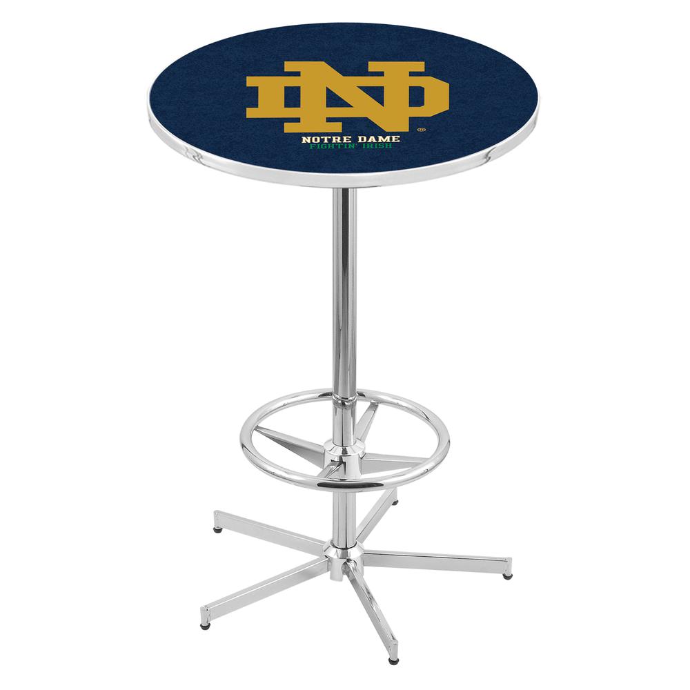 L216 Notre Dame (ND) 42' Tall - 36' Top Pub Table w/ Chrome Finish. Picture 1