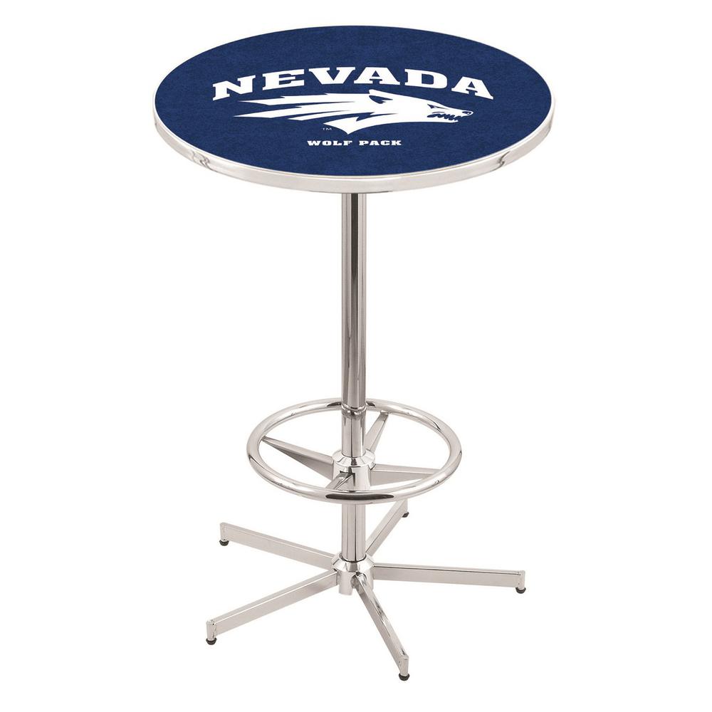 L216 University of Nevada 42' Tall - 36' Top Pub Table w/ Chrome Finish. Picture 1