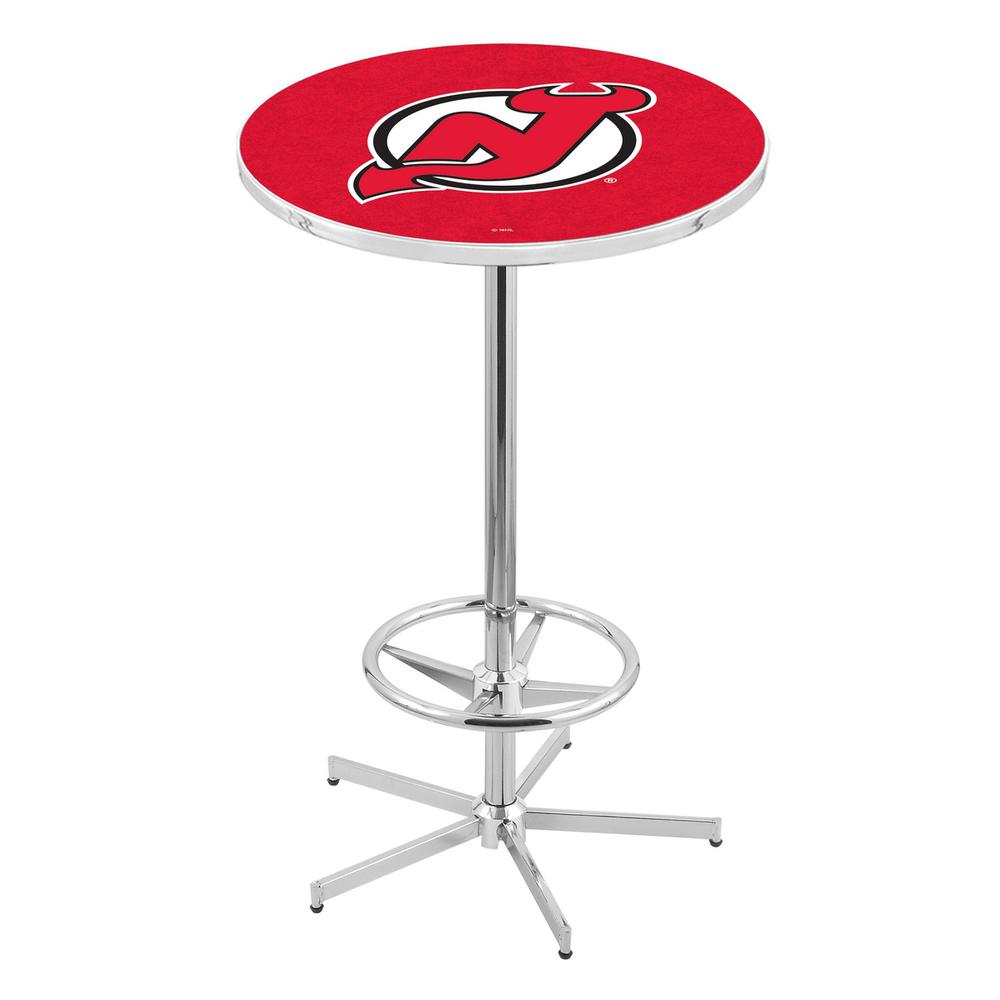 L216 New Jersey Devils 42" Tall - 36" Top Pub Table with Chrome Finish (6568). Picture 1