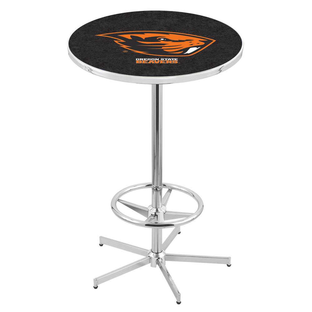 L216 Oregon State University 42" Tall - 36" Top Pub Table with Chrome Finish. Picture 1
