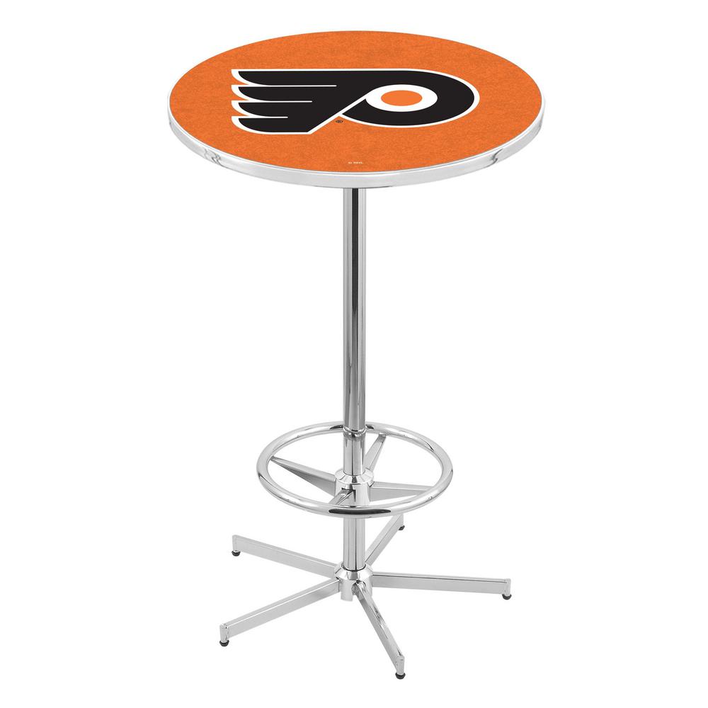 L216 Philadelphia Flyers (Orange Background) 42' Tall - 36' Top Pub Table w/ Chrome Finish (6735). Picture 1
