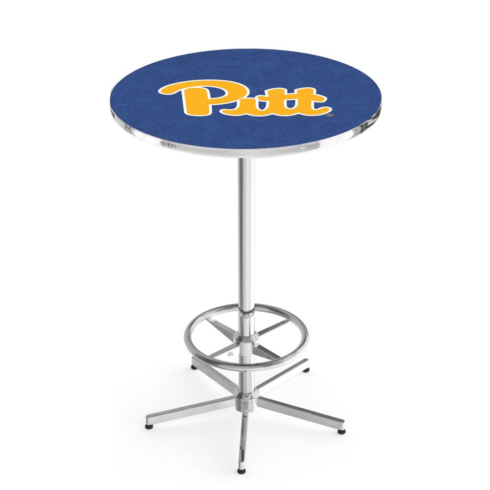 L216 University of Pittsburgh 42" Tall - 36" Top Pub Table with Chrome Finish. Picture 1