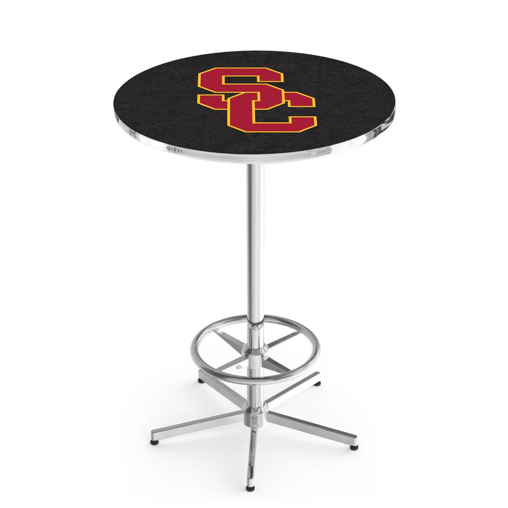 L216 University of Southern California 42" Tall - 36" Top Pub Table with Chrome Finish. Picture 1