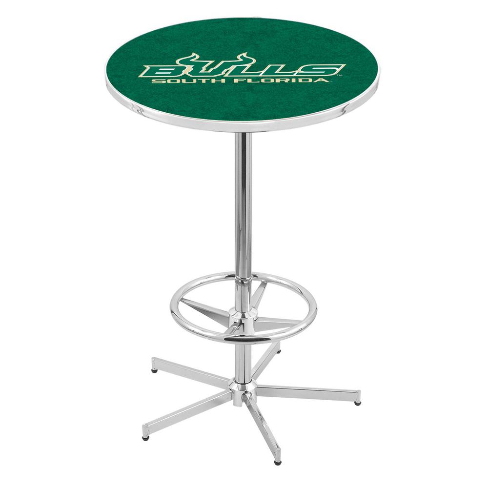 L216 University of South Florida 42" Tall - 36" Top Pub Table with Chrome Finish. Picture 1