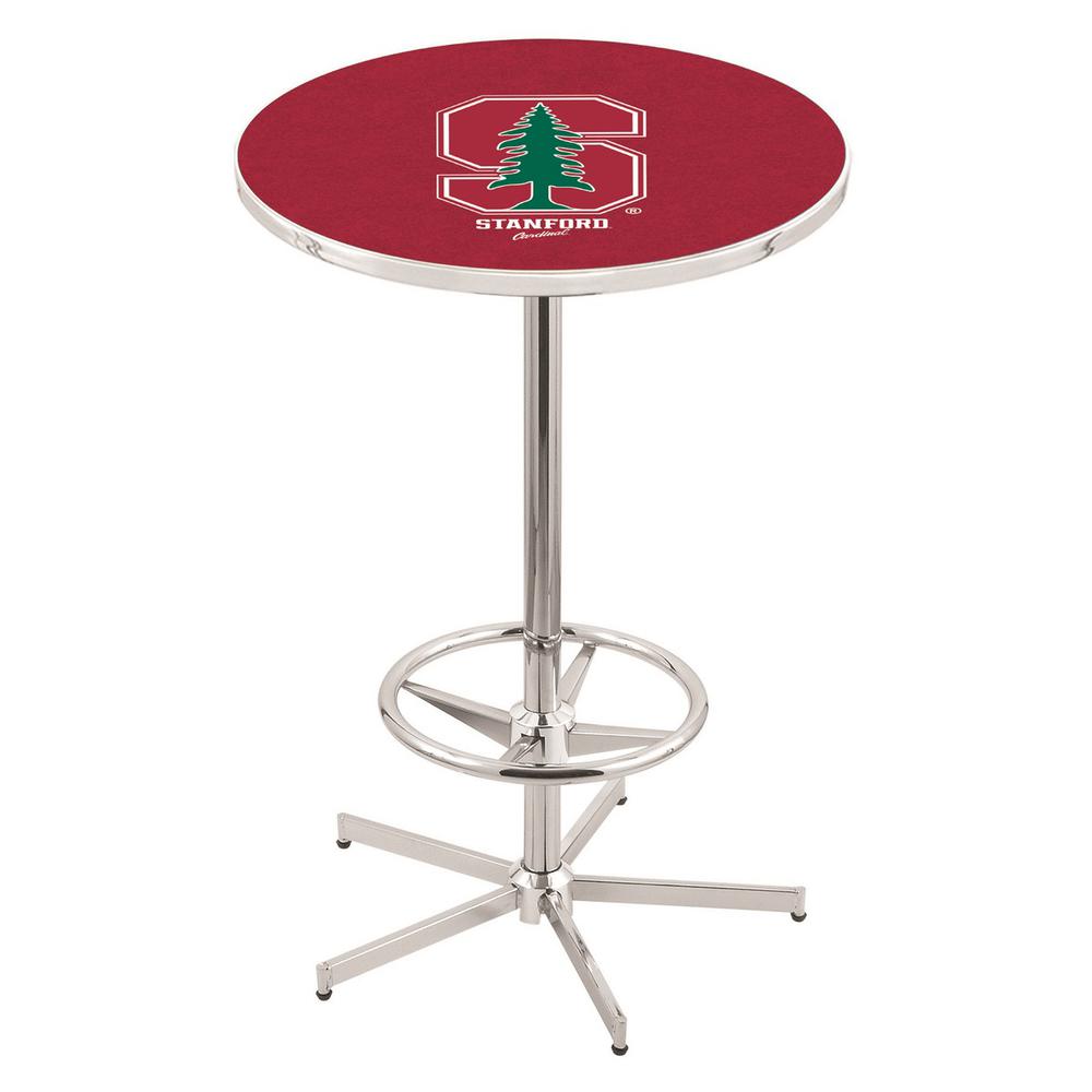 L216 Stanford University 42' Tall - 36' Top Pub Table w/ Chrome Finish. The main picture.