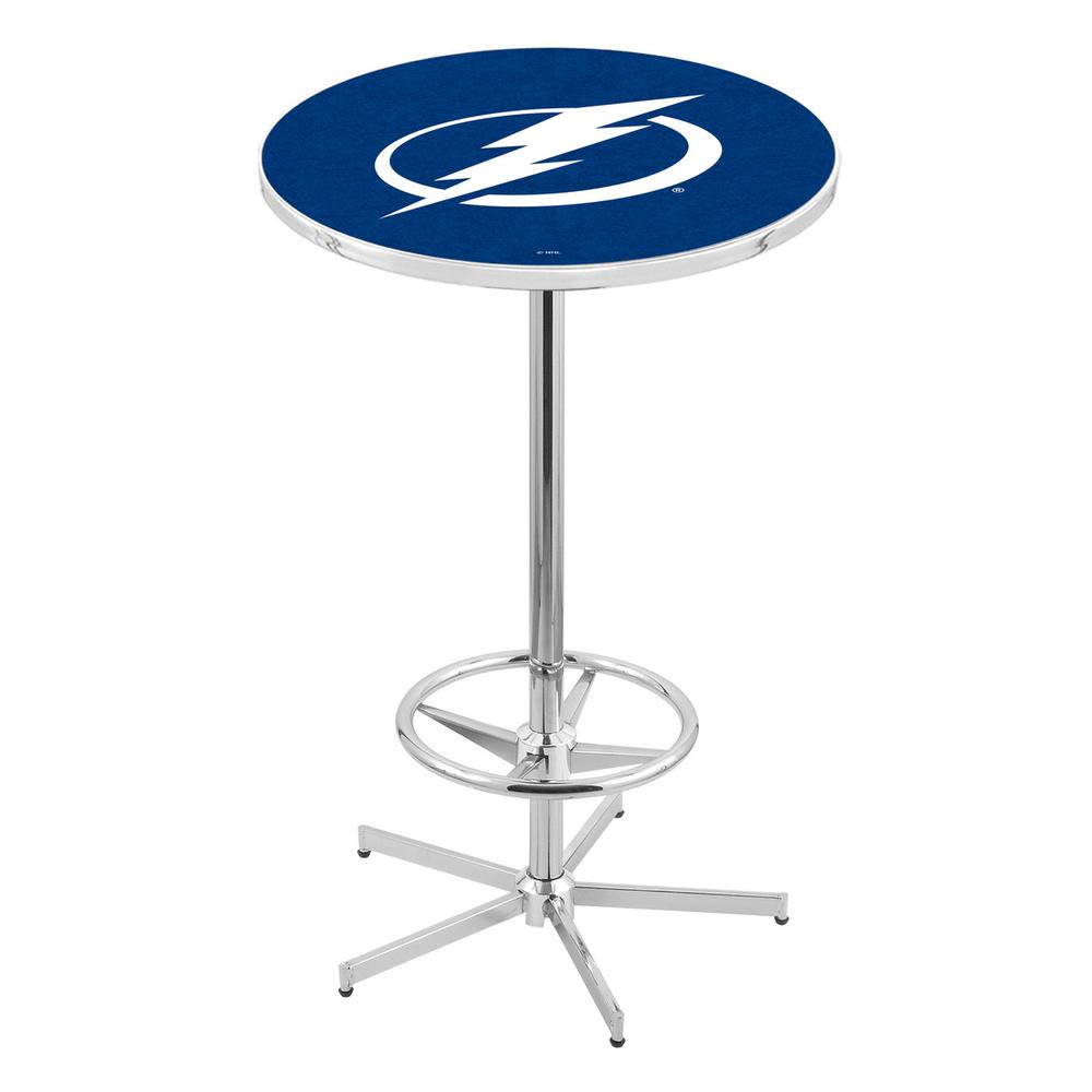 L216 Tampa Bay Lightning 42" Tall - 36" Top Pub Table with Chrome Finish (6896). Picture 1