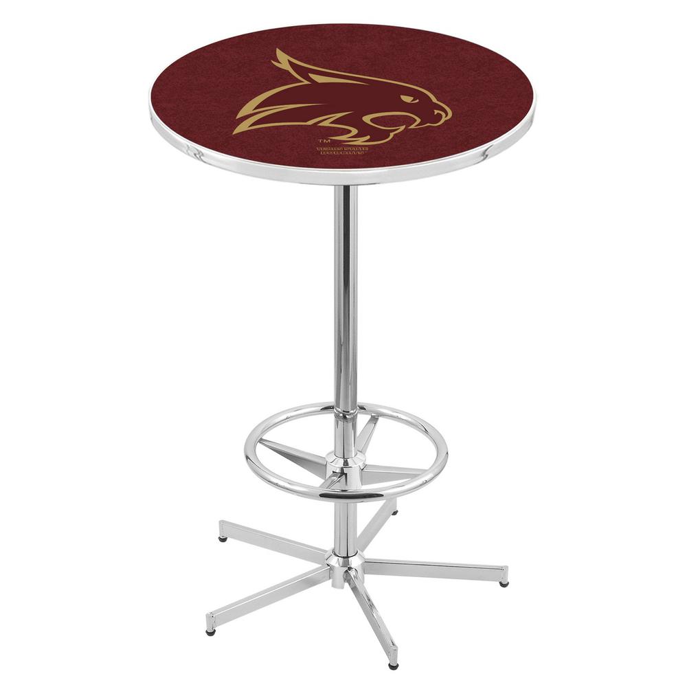L216 Texas State University 42" Tall - 36" Top Pub Table with Chrome Finish. Picture 1