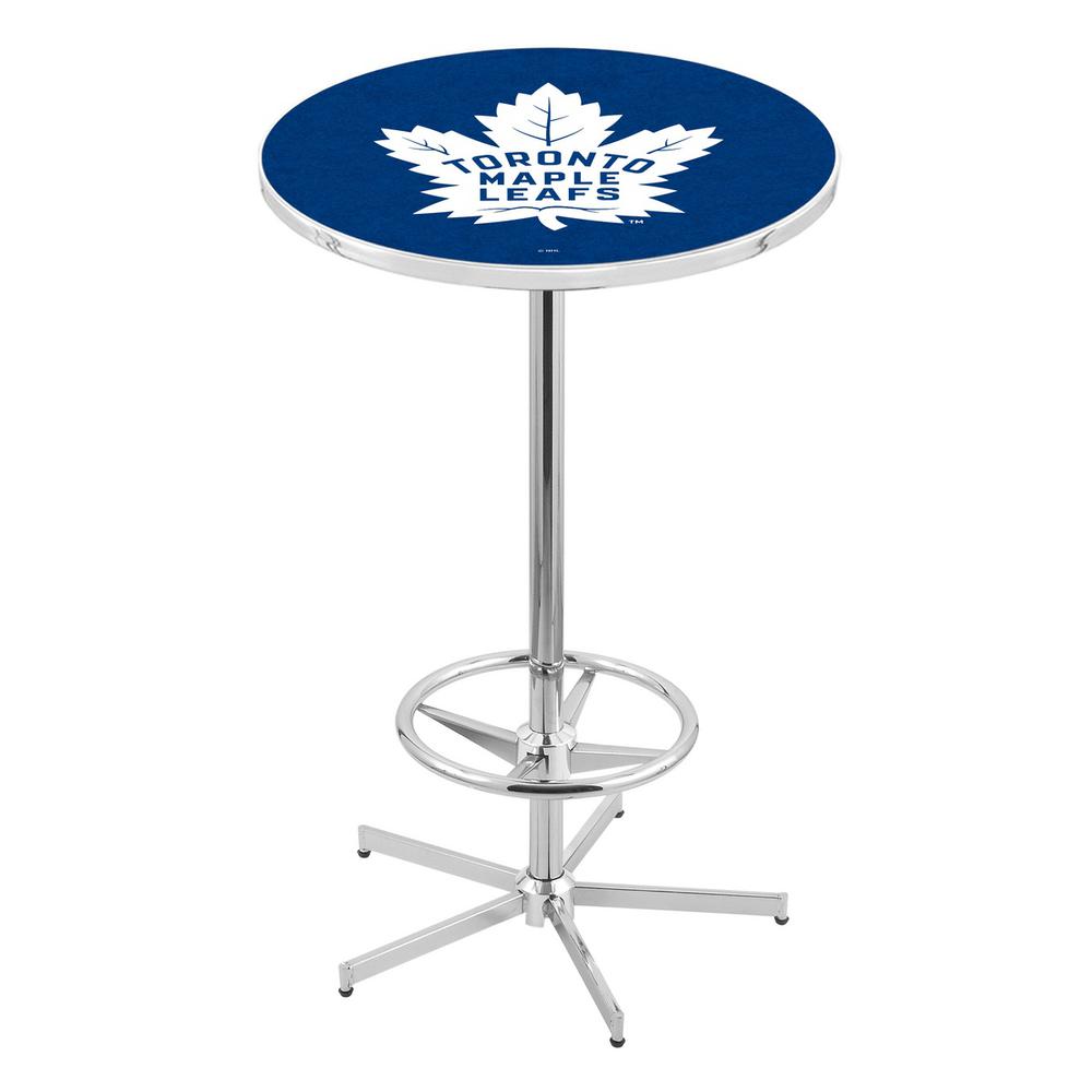 L216 Toronto Maple Leafs 42' Tall - 36' Top Pub Table w/ Chrome Finish (6940). Picture 1
