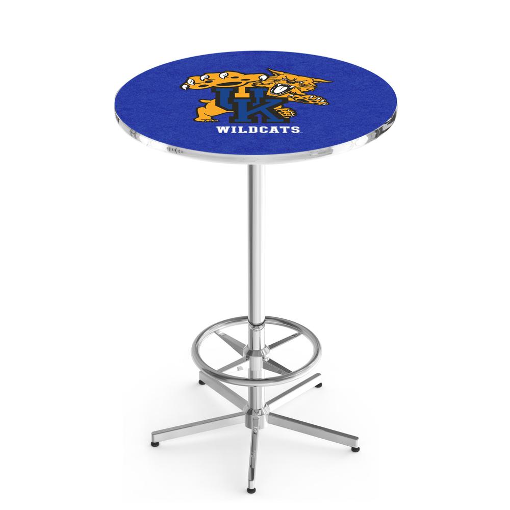 L216 University of Kentucky (Cat)  42' Tall - 36' Top Pub Table w/ Chrome Finish. Picture 1