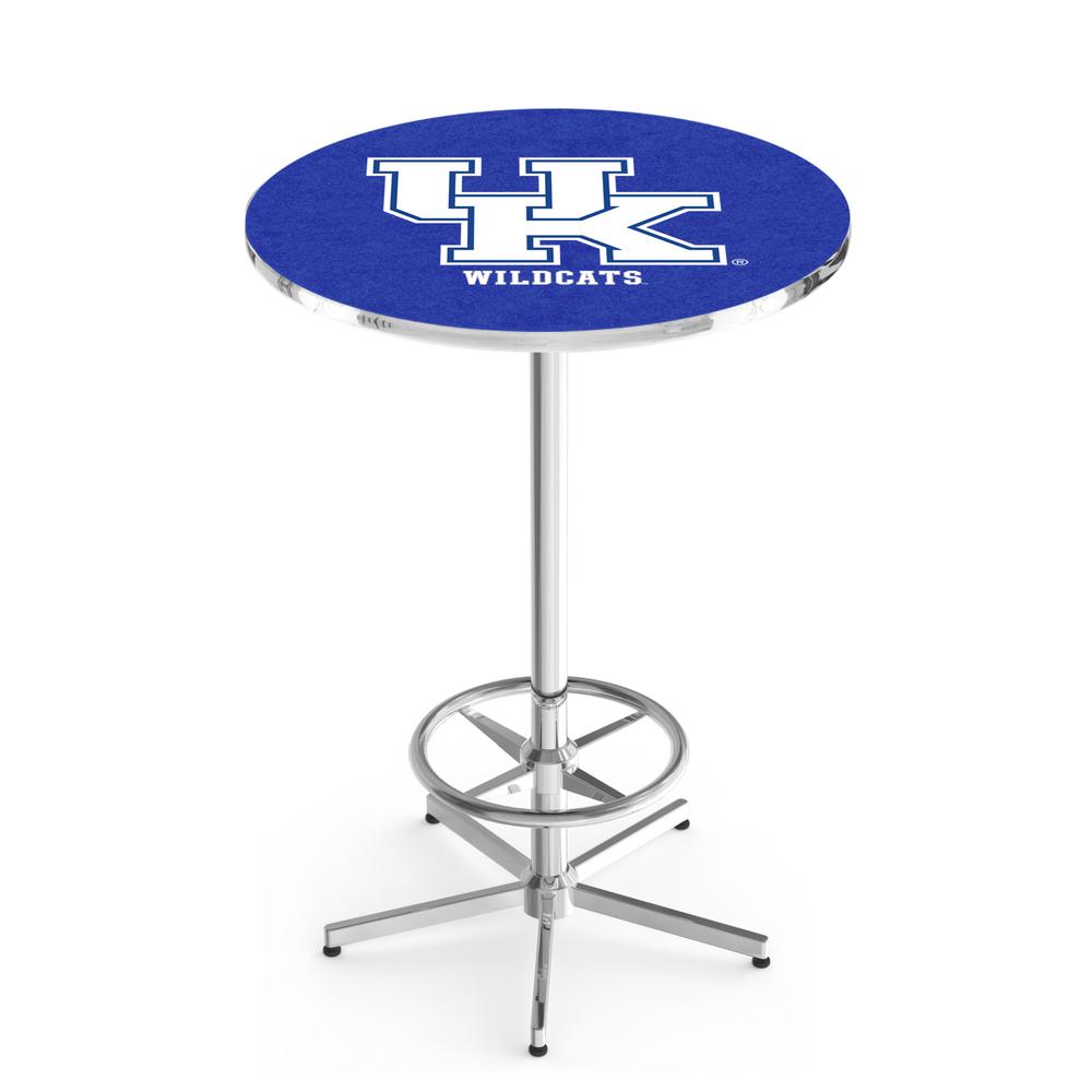 L216 University of Kentucky (UK)  42" Tall - 36" Top Pub Table with Chrome Finish. Picture 1