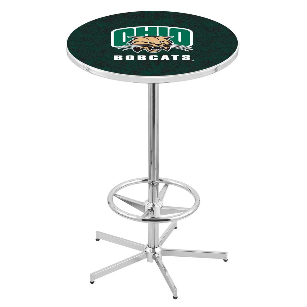 L216 Ohio University 42" Tall - 36" Top Pub Table with Chrome Finish. Picture 1