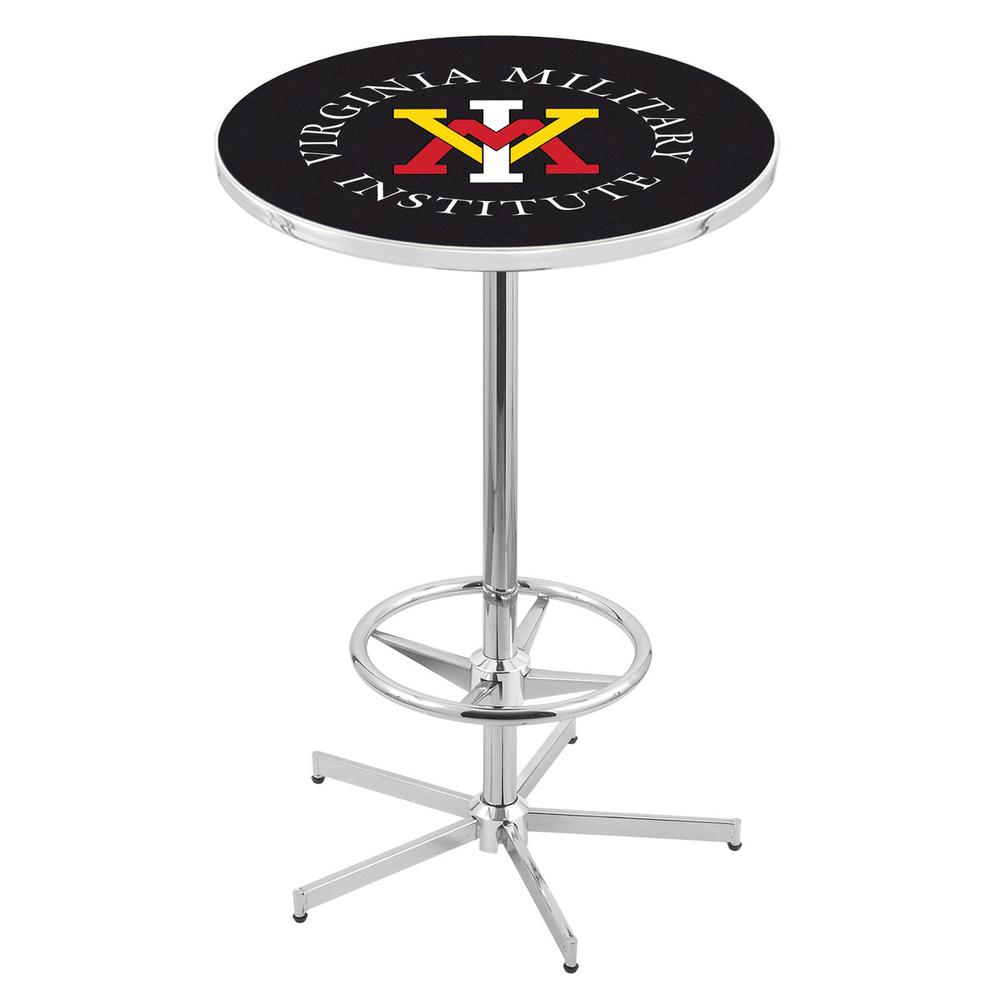 L216 Virginia Military Institute 42" Tall - 36" Top Pub Table with Chrome Finish. Picture 1