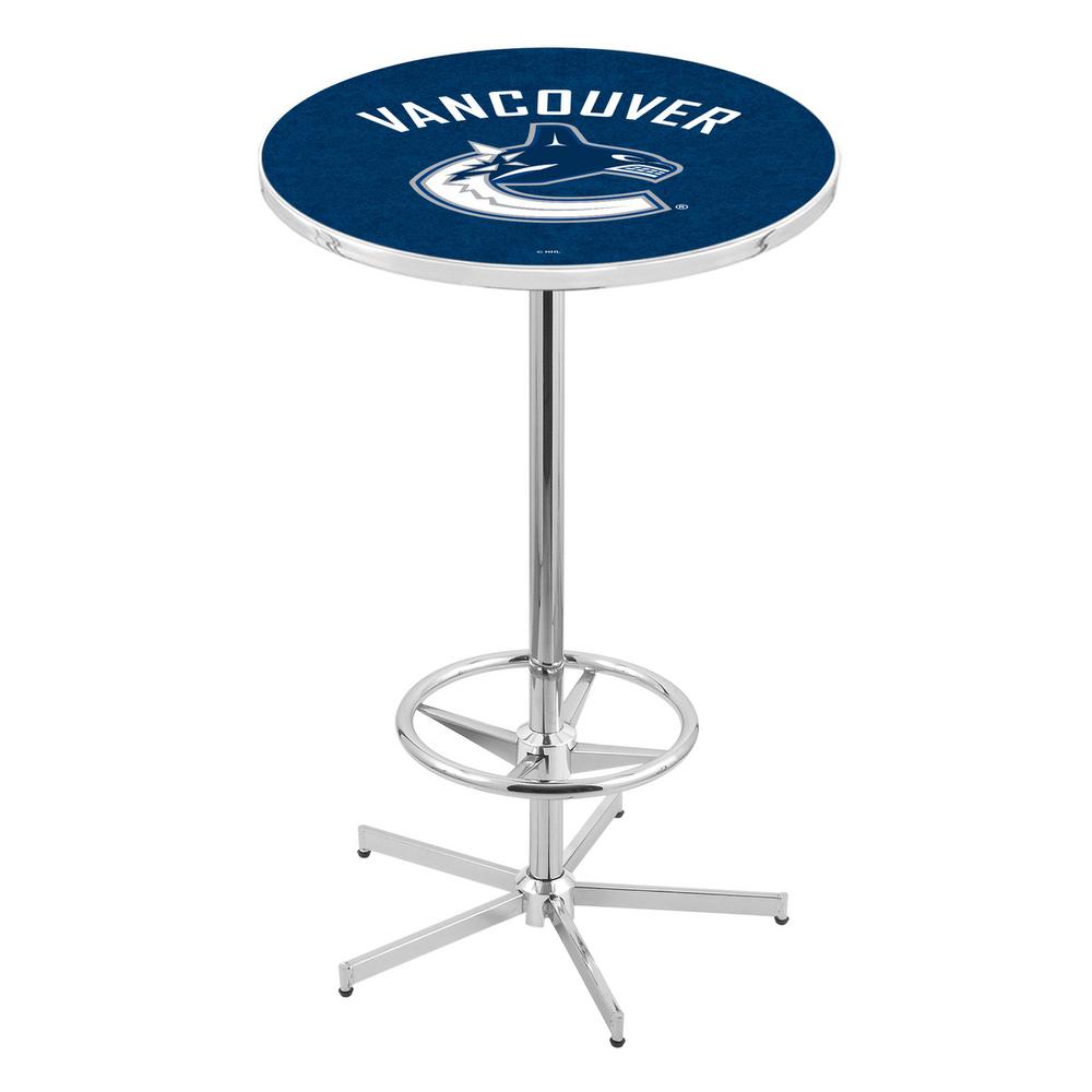 L216 Vancouver Canucks 42" Tall - 36" Top Pub Table with Chrome Finish (7077). Picture 1