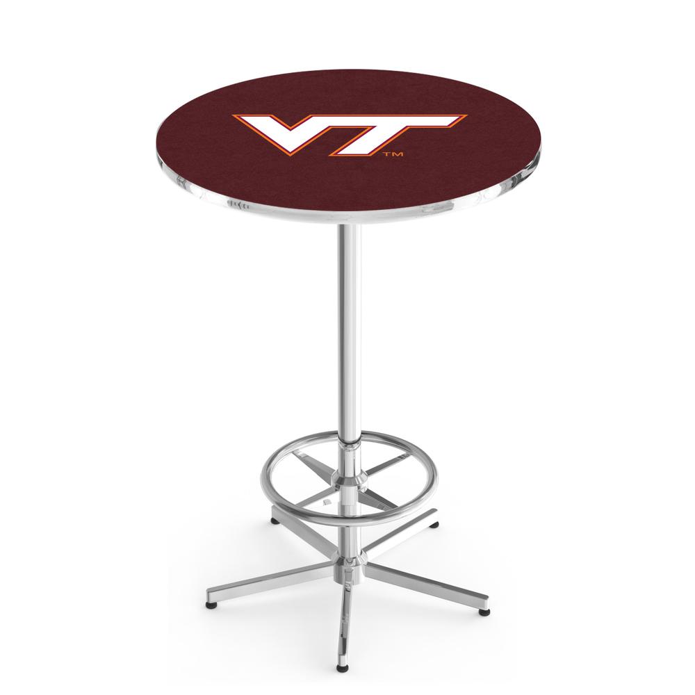 L216 Virginia Tech University 42" Tall - 36" Top Pub Table with Chrome Finish. Picture 1