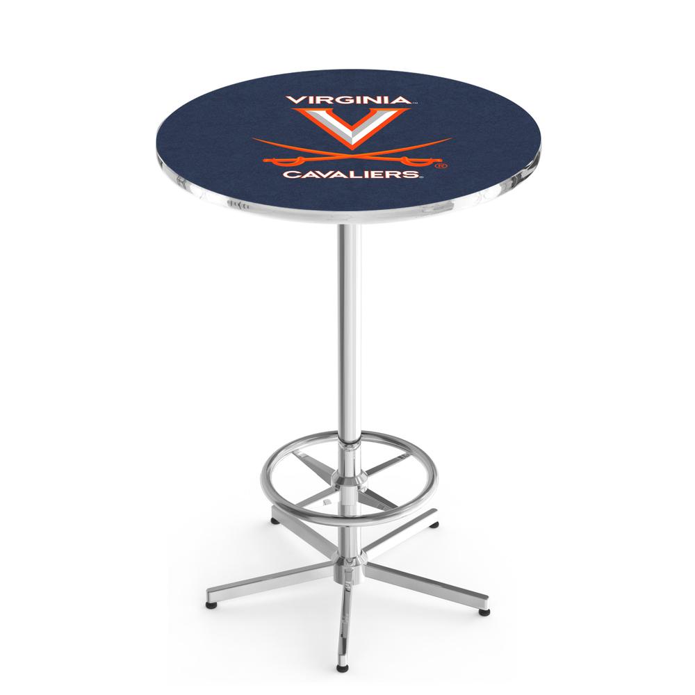 L216 University of Virginia 42' Tall - 36' Top Pub Table w/ Chrome Finish. Picture 1