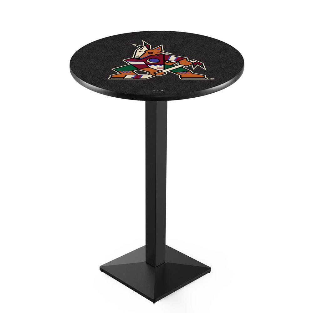L217 Arizona Coyotes 36" Tall - 36" Top Pub Table with Black Wrinkle Finish (8340). Picture 1